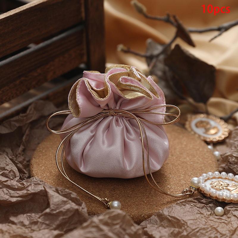 

10 Pcs Luxury Packing Drawstring Velvet Pouch Silk Gift Bag For Jewelry Wedding Candy Boxes With Pearl String Decor Favors Bags A6