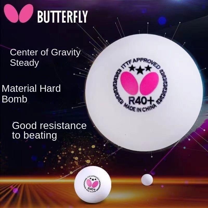 Palline da Ping Pong Butterfly 3 Stelle R40+ Palline con Cuciture ABS per Allenamento e Competizione