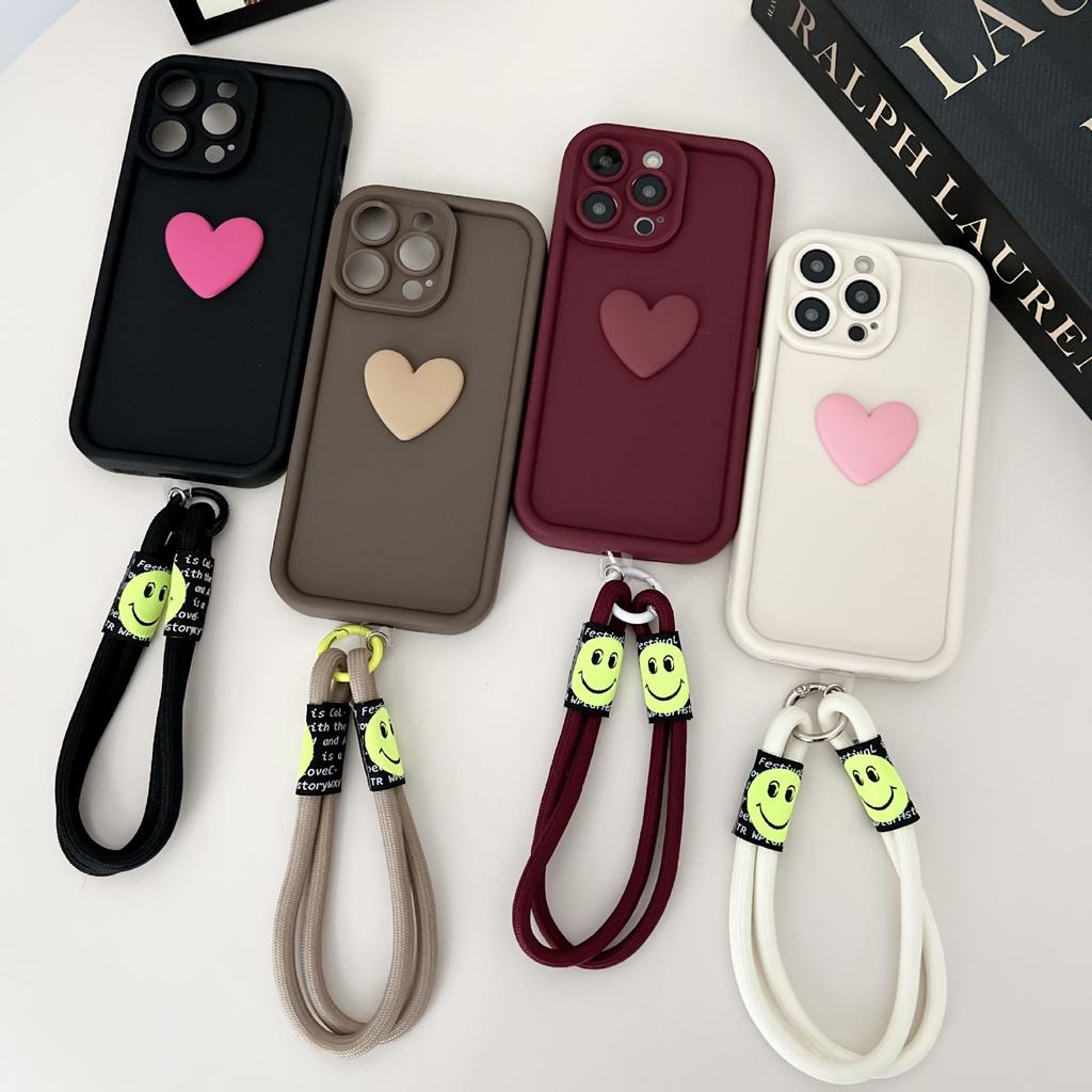 Applicable to iPhone16Promax three-dimensional love mobile phone case Apple 15/13 simple and trendy 12/11 fresh 7P/X