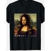 Vtipné pondělní tričko Lisa Mona Lisa Parodie - Humorné umělecké tričko s měkkou strečovou látkou, volný střih, unisex tričko vhodné pro muže a ženy,
