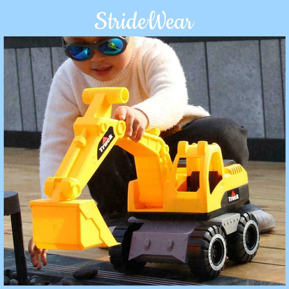 Bright Yellow Engineering Construction Truck Excavator Digger Vehicle Car Toy For Kids