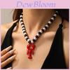 Small Lobster Pendant Necklace With Black And White Beads For Women Summer Fashion