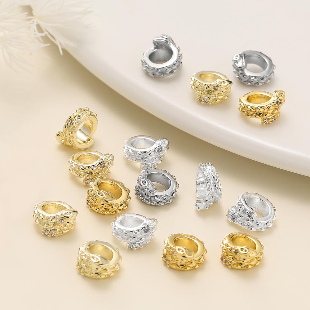 2Piece/Lot 9*10mm 14/18K Gold Color Plated Spacer Beads with Zircon for DIY Necklace Bracelets Jewelry Making Accessories