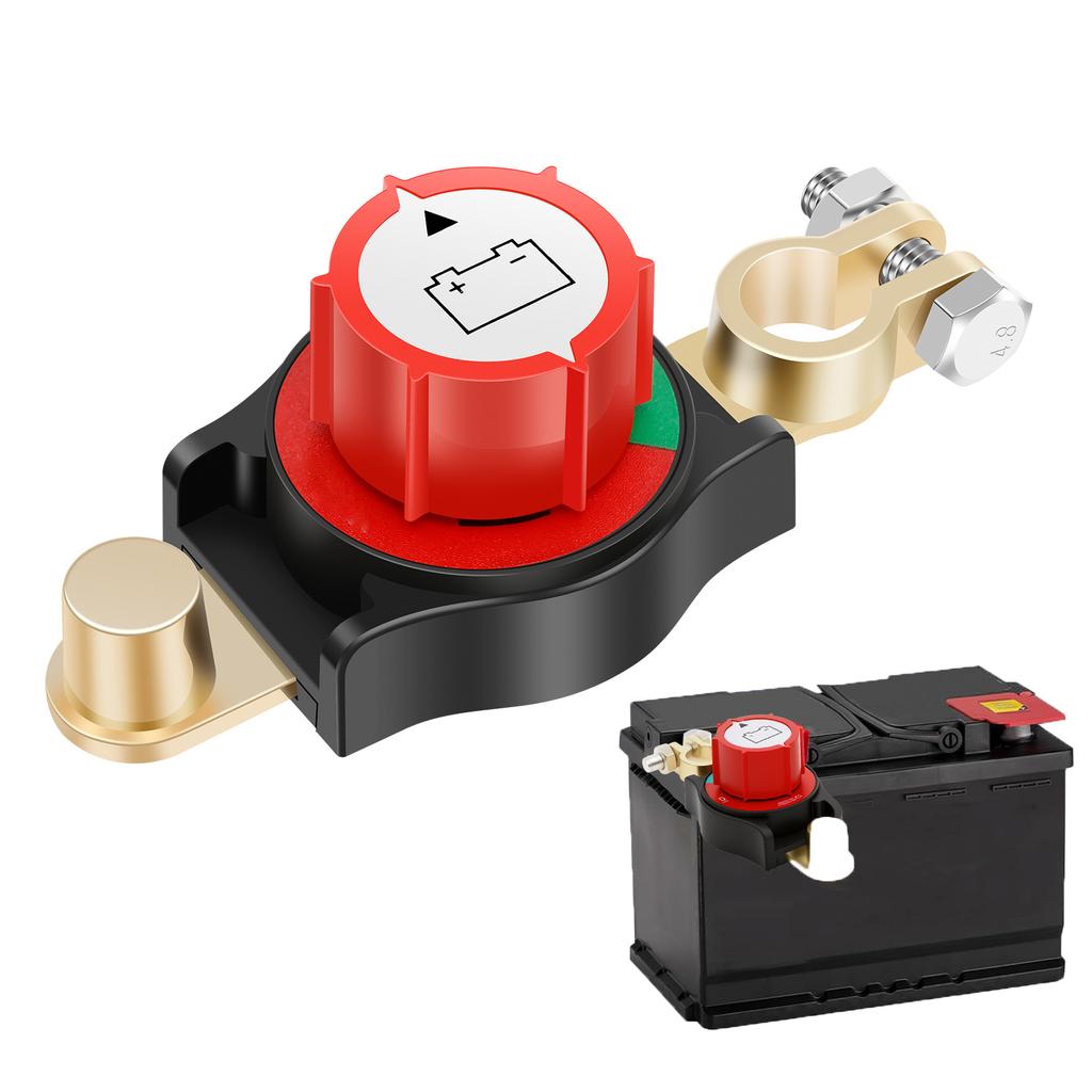 12-48V Top Post Battery Disconnect Switch Safe Car Battery Cut Shut ON Off Kill Switch for 15 To 17 Mm Cathode Battery Terminals