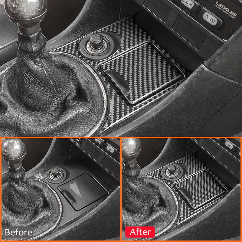 For LEXUS IS 1999-2005 Carbon Fiber Car Accessories Center Console Ashtray Soot Box Panel Trim Cover Interior Decoration Sticker