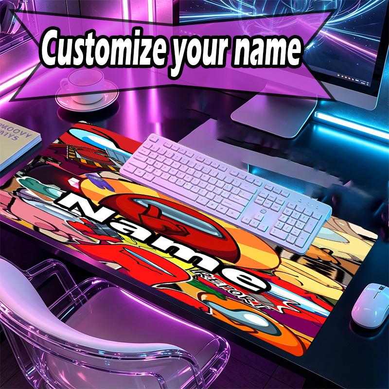 Benutzerdefinierter Name Personalisierte Among Us Muster Mauspads, Laptop PC Schreibtischmatte, Dekorative Schreibtischmatte für Zuhause Tastaturauflage Geschenk