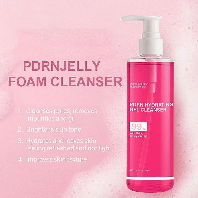 PDRN Jelly to Foam Cleanser | Low pH Hydrating Daily Face Wash for All Skin Types | With PDRN, Collagen & LHA | Gentle Pore Care & Radiant, Balanced-L