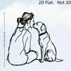 Minimalist Woman And Dog Wall Decor 2D Flat Line Art Metal Decor Modern Wall Decor  Modern Home
