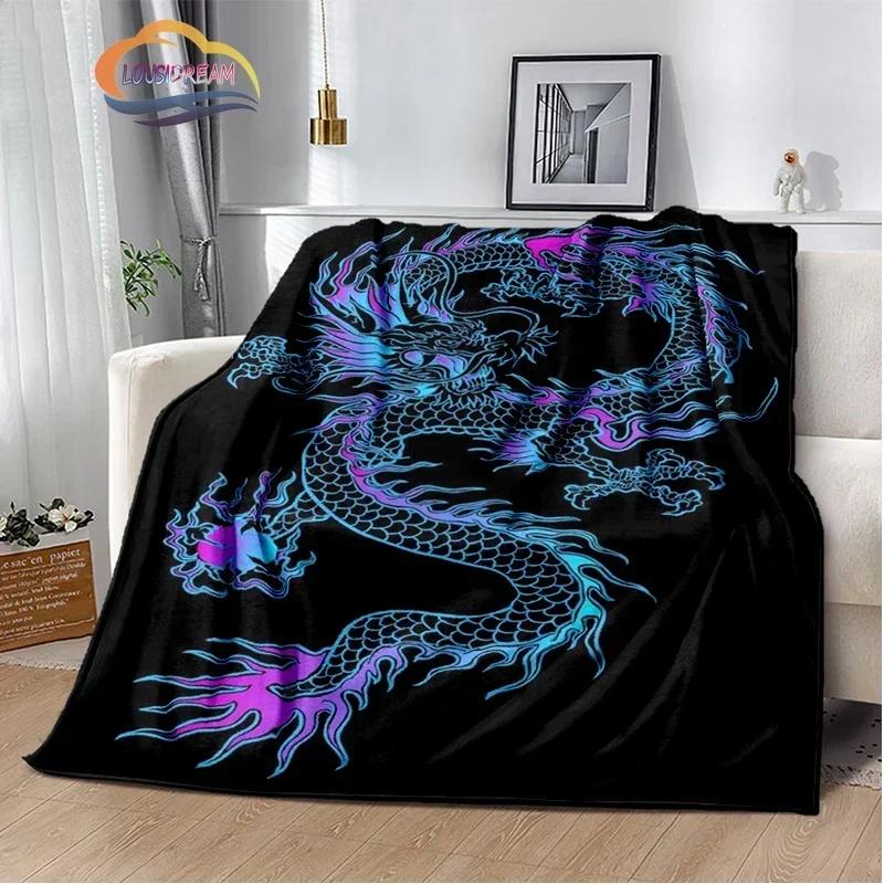 Dragon Blanket 3D Printing Animal Art Soft and Comfortable Sofa Bed Bedroom Decorative Bedspread Travel s