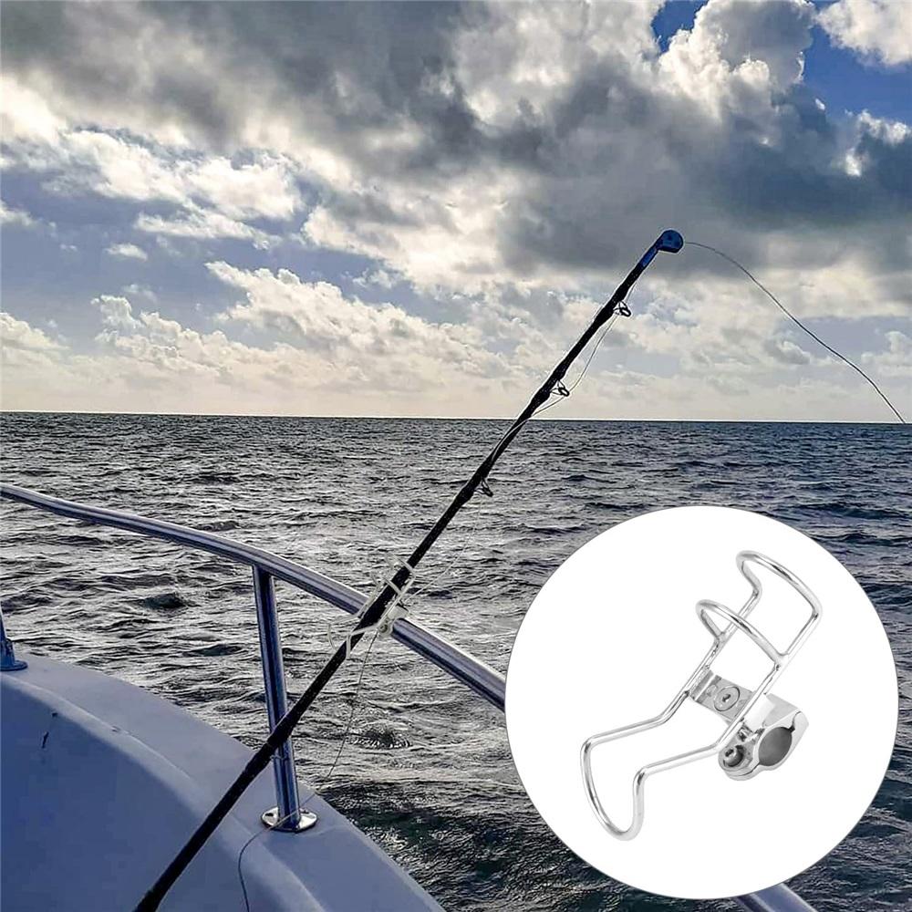 316 Stainless Steel Rail-Mounted Fishing Rod Holder – 360° Adjustable, Fits 25/32mm Rails – Marine Grade, Mirror Polish – For Boats, Kayaks