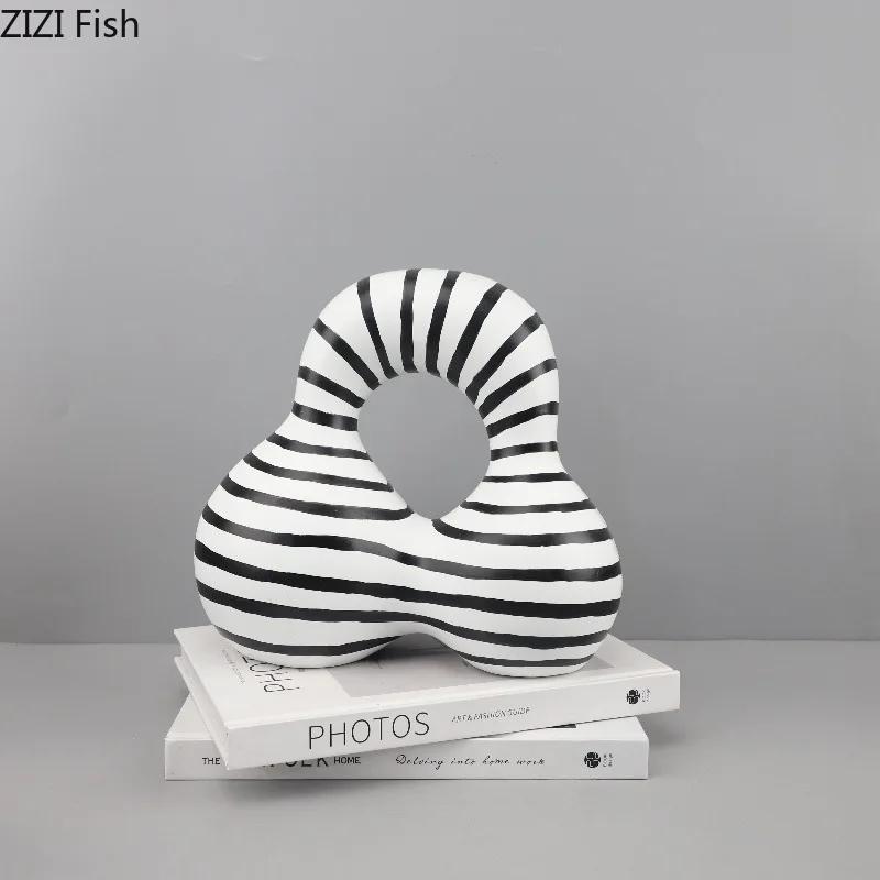 Zebra Stripes Irregular Statue Desk Decoration Ornaments Modern Crafts Abstract Artwork Resin Sculpture Room Aesthetics Decor
