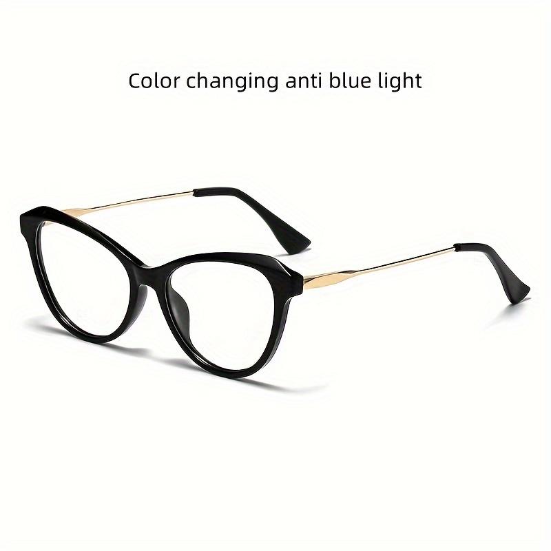 

1Pcs New High-End Pc Material Cat S Eye Frame Fashion Glasses For Men And Women Automatic Color Change Anti-Blue Light