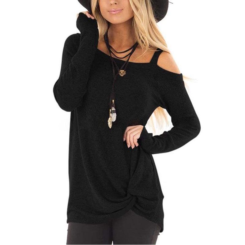 Elegant Women Off One Shoulder Long Sleeve T Shirt Stylish Casual Blouse Tunic Top