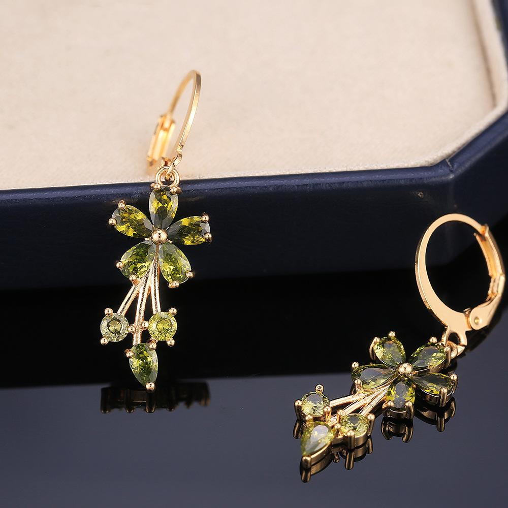 Flower zircon pendant earrings in multiple colors to choose from
