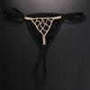 Sexy Strass-Netz-Ketten-Tanga-Slips für Damen Einfacher Strand-Nachtclub-Kristall-Tanga Unterwäsche Taille Körperketten Schmuck