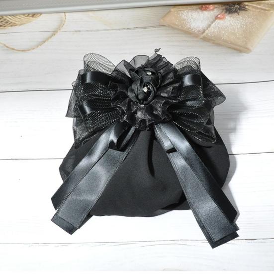 Lace Decorated Hair Accessories Bowknot Flower Decor Mesh Bag Hair