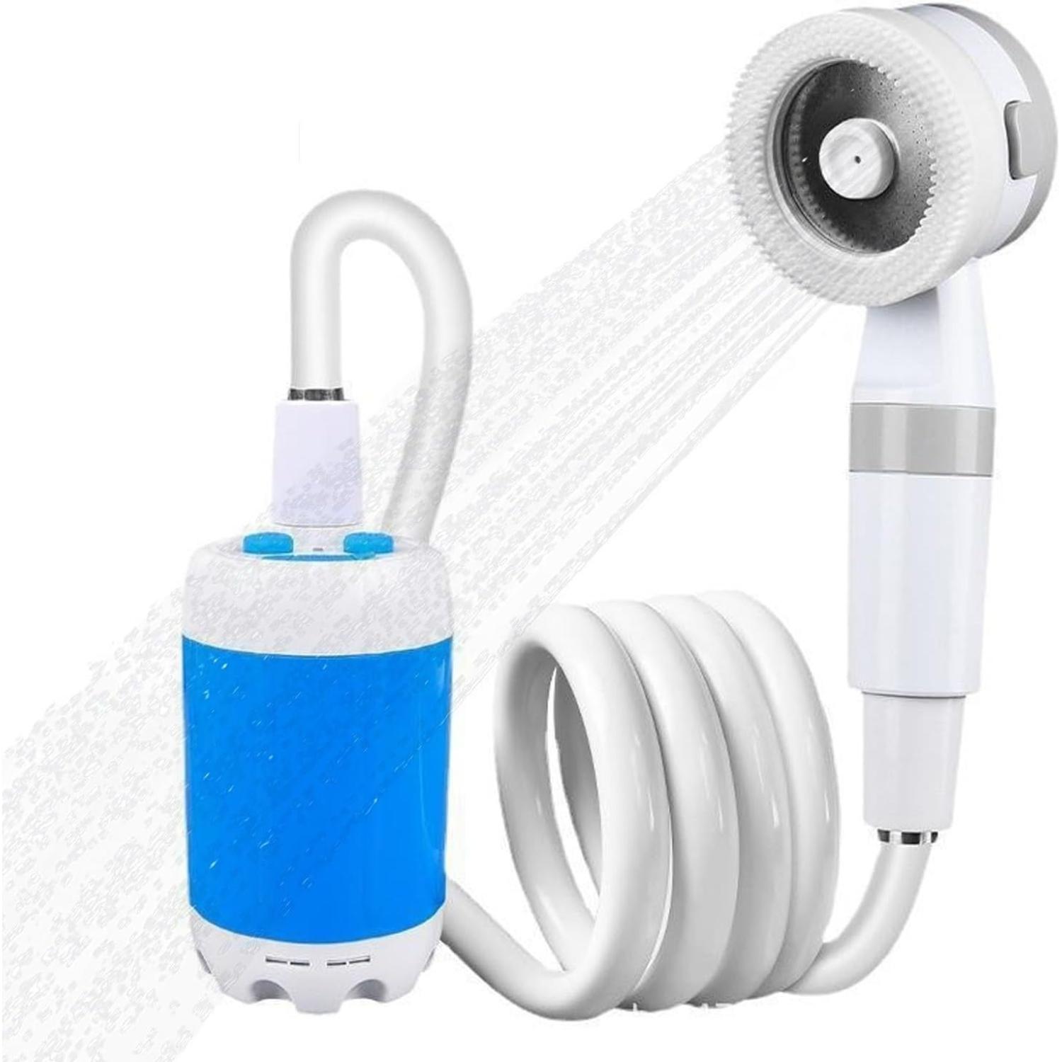 

Portable Camping Shower Pump 4000mAh Rechargeable Outdoor Electric Shower Head Sprayer for Hiking Travel Car Washing Pet Cleaning синий