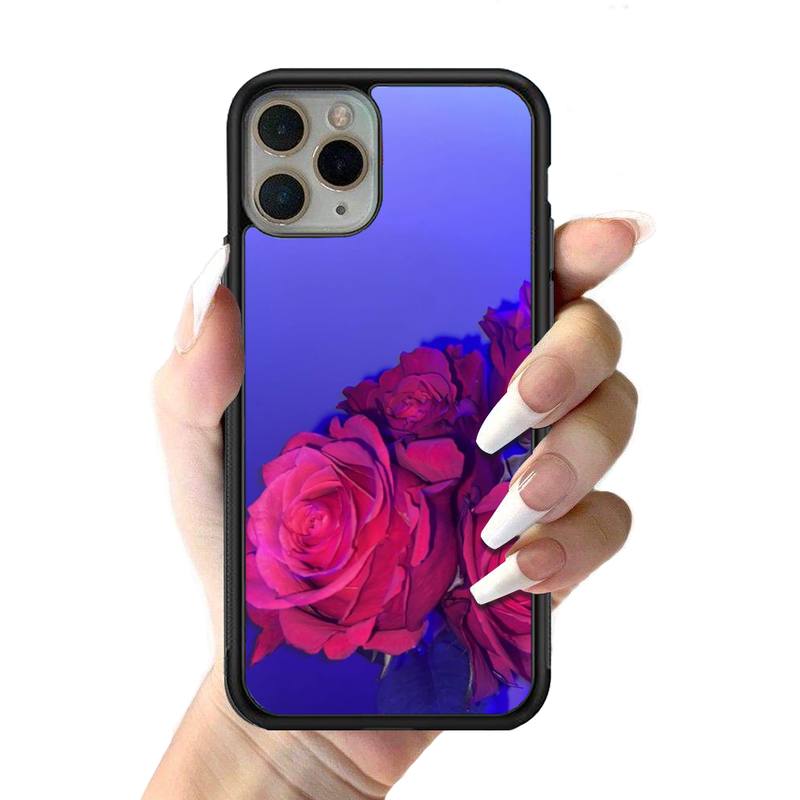 Aesthetics Purple Rose Phone Case Silicone PC+TPU Case for iPhone 11 12 13 Pro Max 8 7 6 Plus X SE XR Hard Fundas