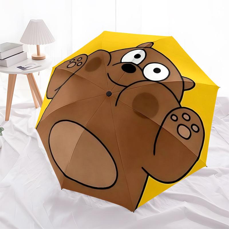 1pc We Bare Bears Automatic Open/close Folding Portable Umbrella  with 8-Ribs Structure for Women/Men, All Season Use   0901075