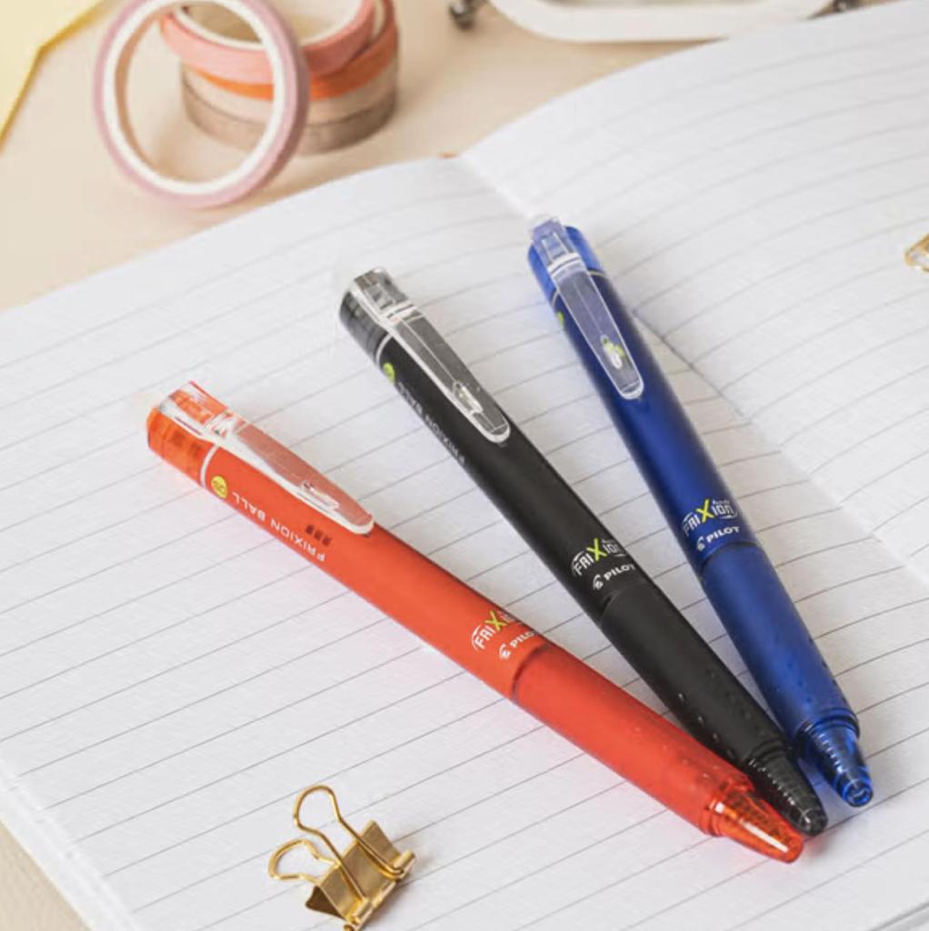 Japanisches löschbares Gelstift-Set – 3 Farben (Schwarz / Blau / Rot) in 0,38 / 0,5 / 0,7 mm