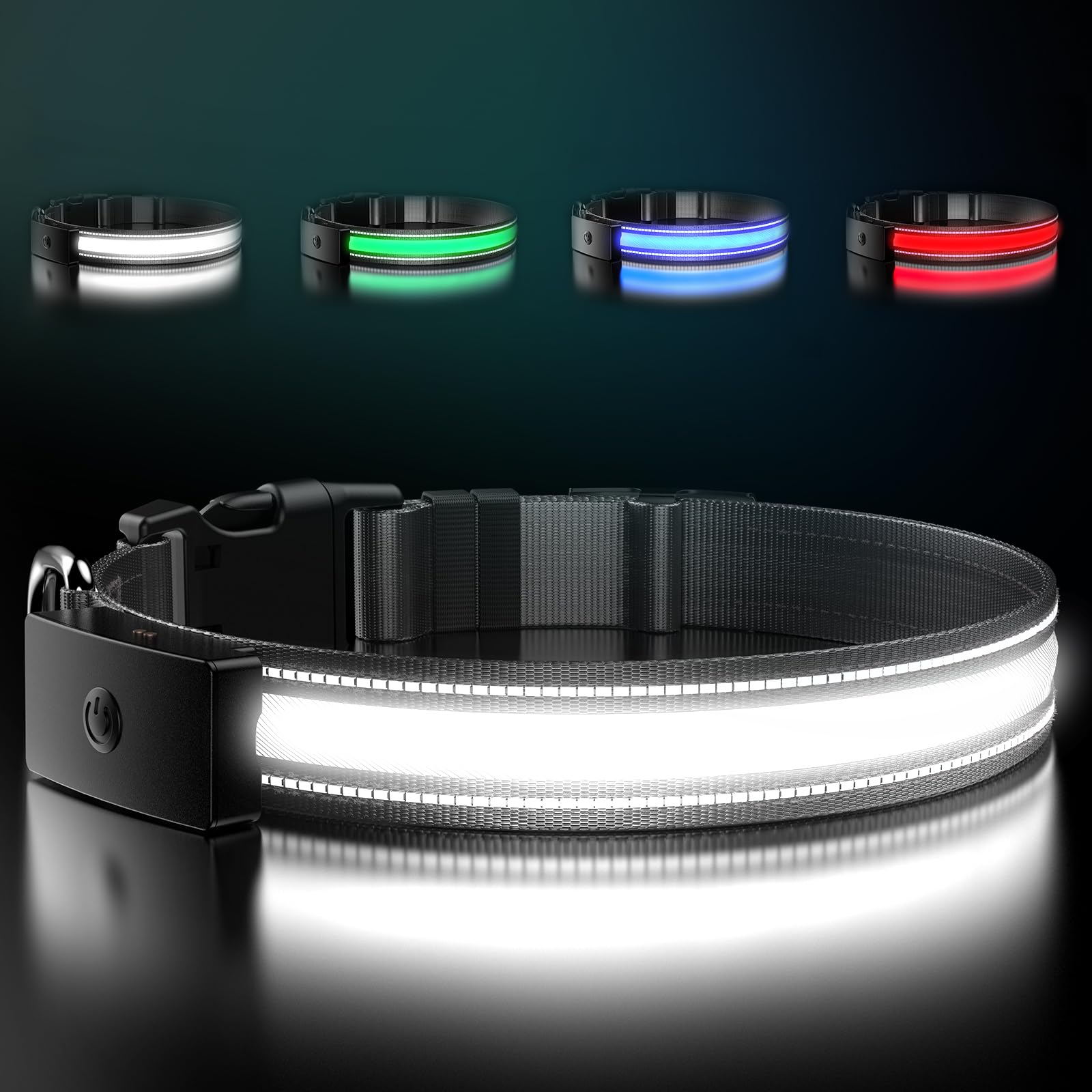 

Dog Collar Rechargeable- Brightest Light Up Dog Collars -of High Visibility -Magnetic Charging -Glow in Dark Dog Lights for Night Walking,Black L чёрный