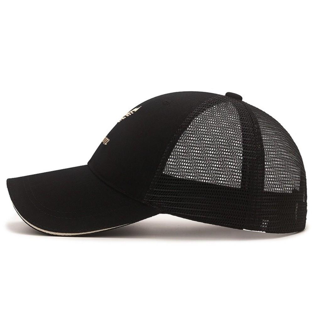 Fashion Wheat Embroideried Mesh Baseball Cap Breathable Adjustable Sun Hat Wide Brim Peaked Cap Outdoor Sports