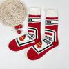 1 Pair Unisex Funny AB Style Tomato Ketchup French Fry Printed Mid-Calf Socks Suit In All Seasons