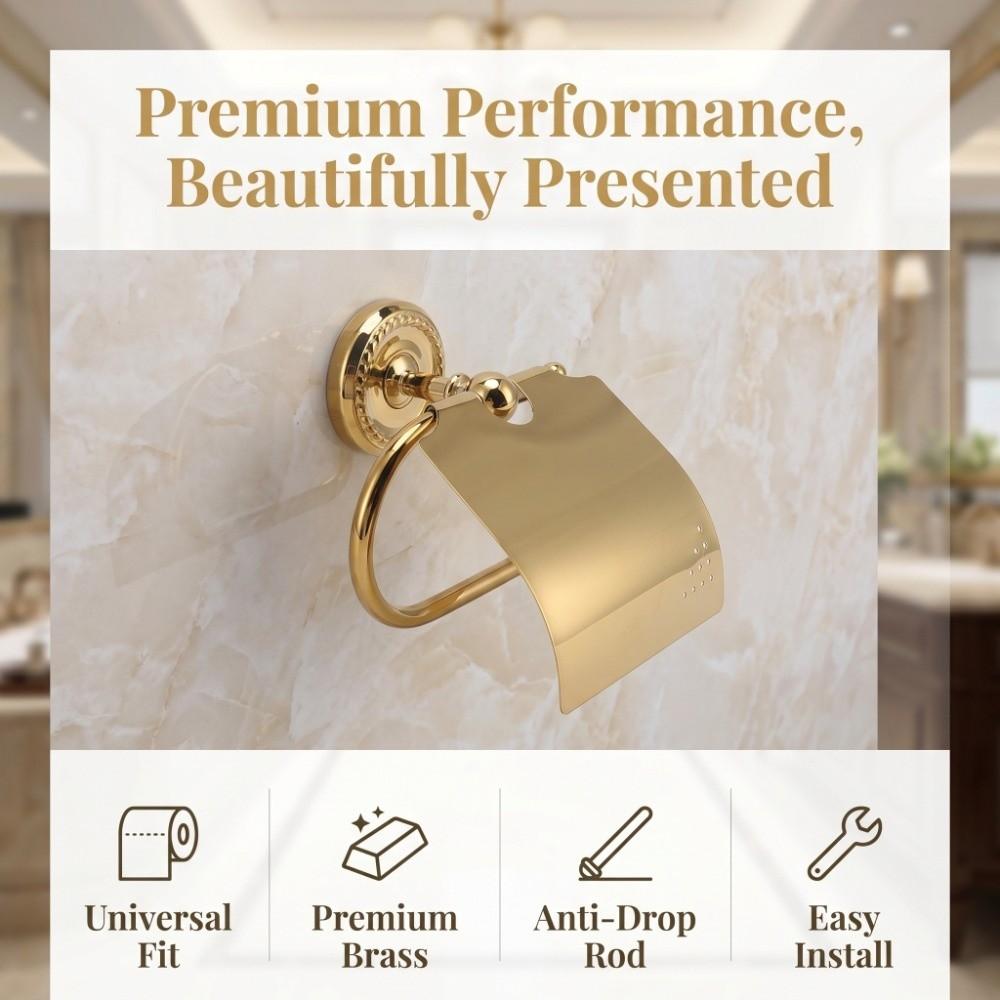 Exquisite Appearance Paper Roll Holder Copper Toilet Paper Holder Paper Towel Holder  Space Saving