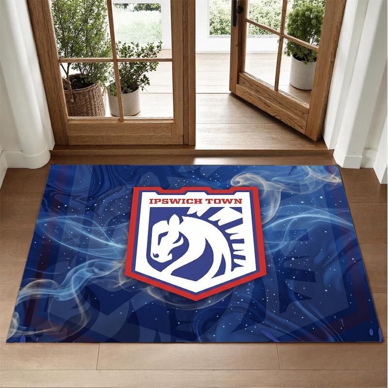 Ipswich Town Football Design Crystal Velvet Rug Soft Decorative Mat for Bedroom Entrance