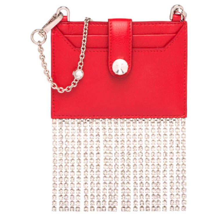 MIU MIU Imitation Crystal Tassel Decoration Detachable Shoulder Strap Calfskin Card Holder Shoulder Crossbody Bag Women Bags Red 5DH020-2D5M-F068Z Box(Basic Set+Box)