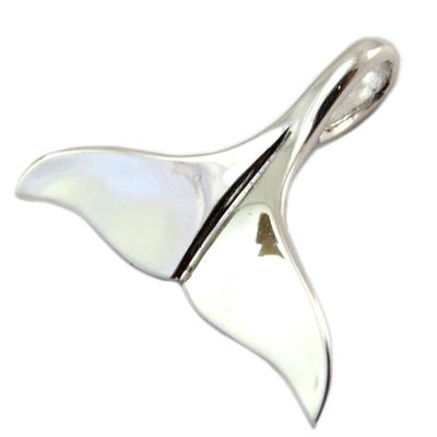 [P5095] - Silver 'Dolphin Tail' Silver Pendant (rhodium-plated) - 20x15 Mm