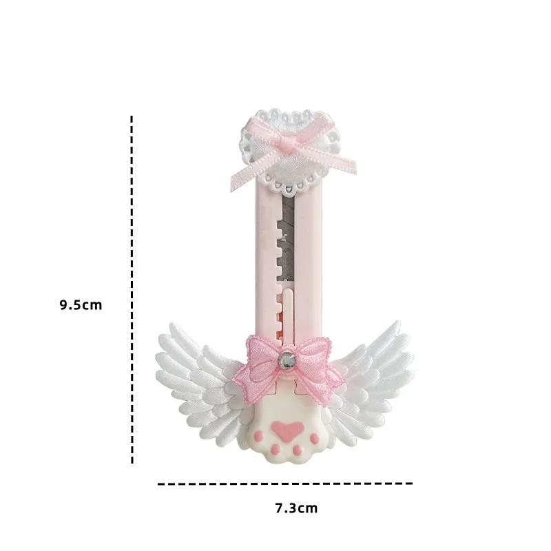 Ins Kawaii Dreamy Ballet Style Cat Paw Utility Knife Cute Girl Bow Wings Decoration Paper Cutter Mini Express Envelope Opener