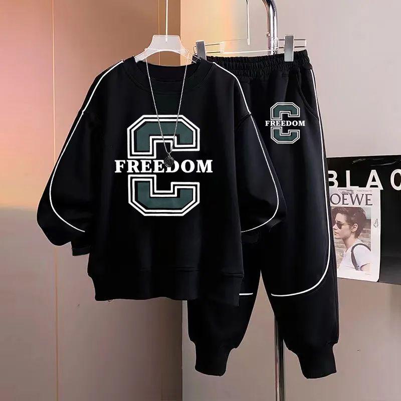 Teen Boy Handsome Hoodie and Sweatpants Set - Junior High Long Sleeve Autumn/Winter Outfit for Big & Tall Boys Age 15