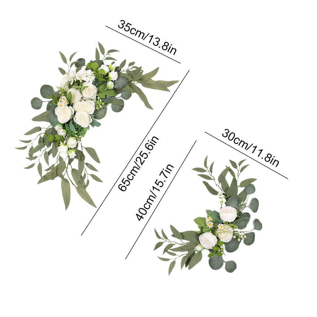 2pcs Artificial Wedding Arch Flowers for Wedding Sign Faux Floral Swag Decor for Reception Ceremony Backdrop Willow