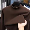 Men's Casual Solid Color High Collar Velvet Long Sleeve T-shirt Spring and Autumn Versatile Comfortable Top