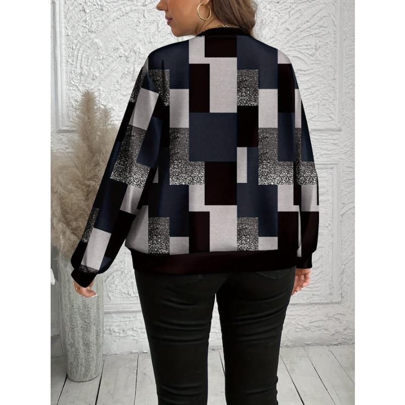 Women S Plus Size Long Sleeve Casual Bomber Jacket