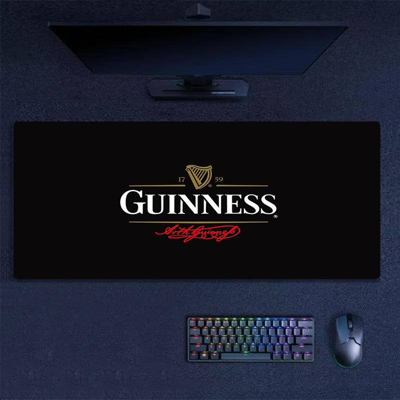 Guinness Harp Logo Large Desk Mat, Black Base Non Slip Gaming Mouse Pad for Home Office Desktop