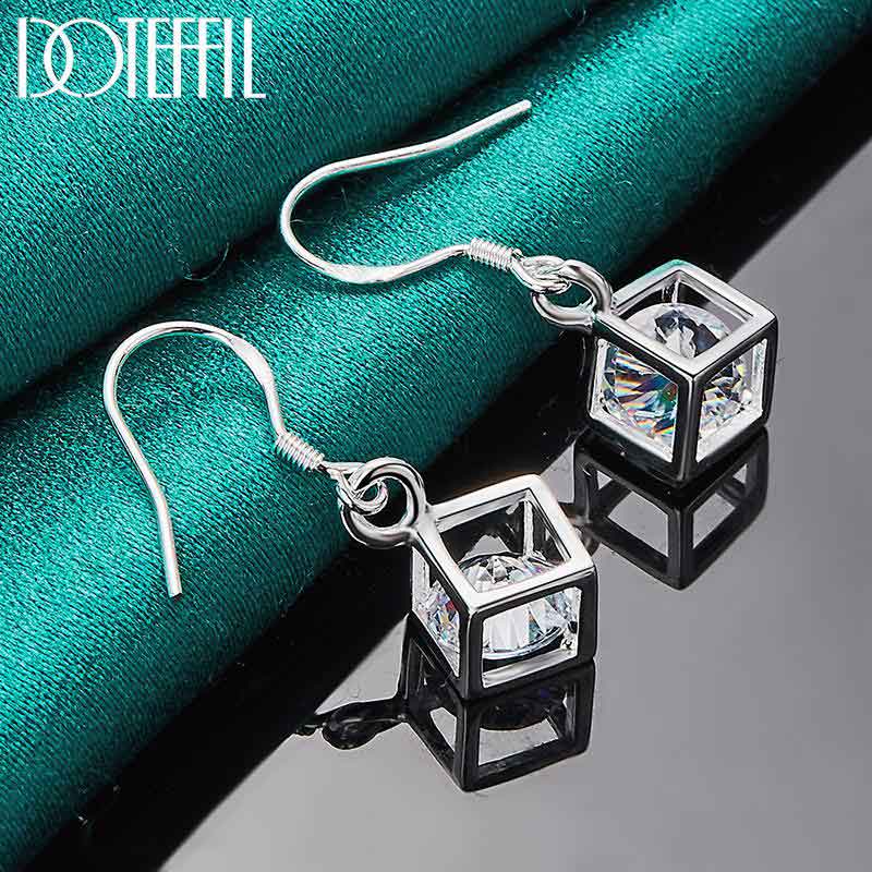 Pendientes de circonitas AAA cuadradas, joyería de moda en plata