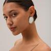 18k Gold-Plated Stainless Steel Diamond Inlaid Round Disc Earrings