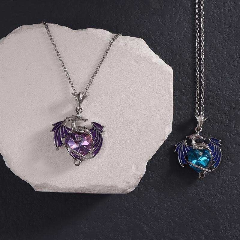 Exquisite  Color Dragon Pendant Necklace For Women Blue Purple Dragon Necklace Cute Dragon Party Jewelry Gift