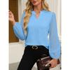 European and American Women's Clothing New Solid Color V-neck Lace Chiffon Shirt