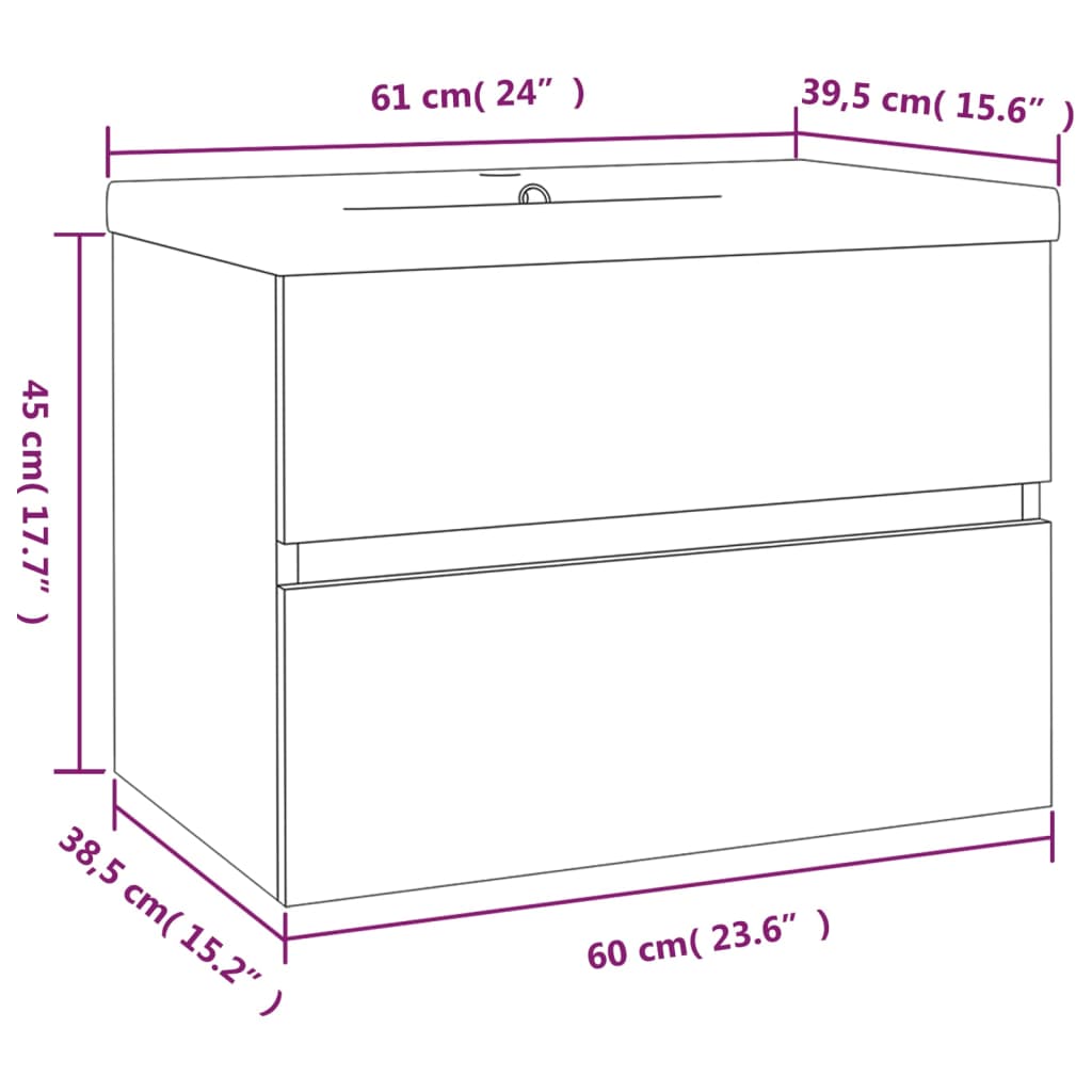 Vidaxl Cabinet with Sink, Smoked Oak, Wood-based Material