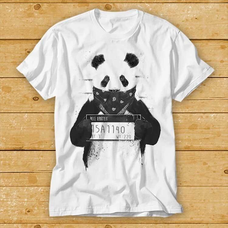 Gangsta Panda Bear Prison Mugshot T Shirt Funny Best Birthday Gift Meme 2432 S