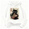 Retro Japanese Ramen Cat Hoodie Manga Kids Cat Children's Sweatshirt Cute Hoody for Boys Girls Autumn Winter Casual Hoodies
