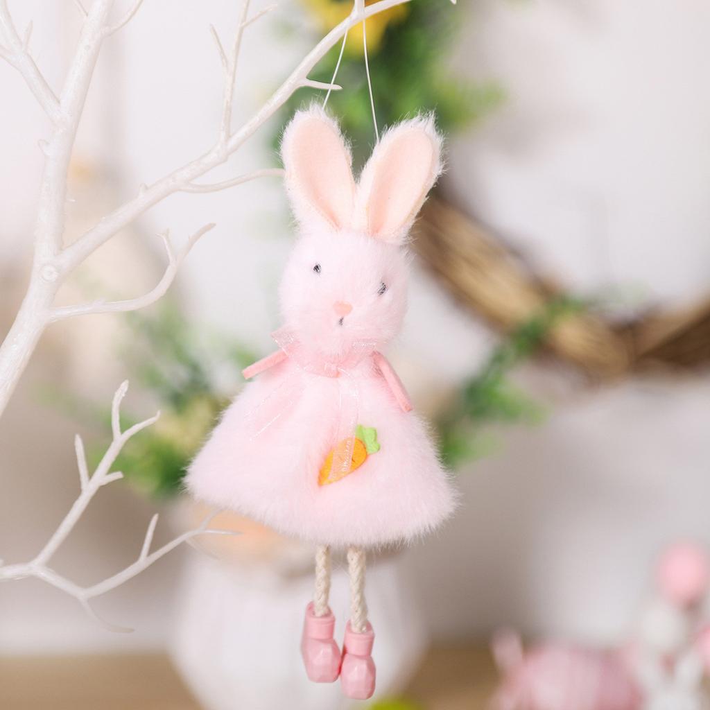 3pcs Easter Bunny Ornaments Pink White Yellow Rabbit Hanging Decor for Home Window Display