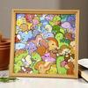 DIY Dinosaur Wooden Coloring Puzzle with Frame Pens 2-in-1 Coloring Irregular Jigsaw Puzzle Craft Kit 3D Puzzle Photo Frame Ornament Decoration