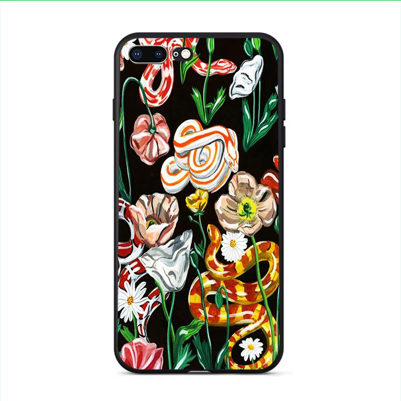 Flower Snake Painting Phone Cases For iphone 11 11Pro Max 8 7 6 6S Plus X XS MAX 5 5S SE 2020 XR Personalised Soft TPU Back Capa