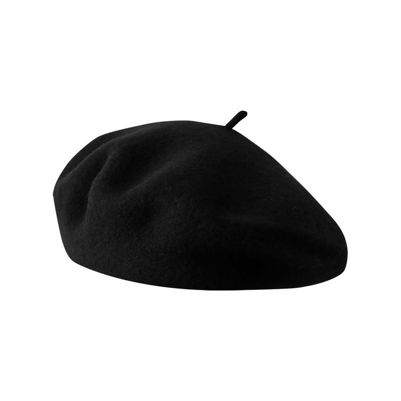 Women's Artistic Retro Wool Beret - Solid Color Autumn/Winter Hat