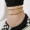 1/2/3pcs/set Gold Color Stainless Steel Chain Anklets for Women, Leg Ankle Holidays Beach Foot Jewelry,  Female Accessories
