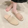 Round Headed Niche Fish Mesh Hollow Ballet Shoes for Women's Summer New Fashionable Flat Bottomed Belt Buckle Sandals
